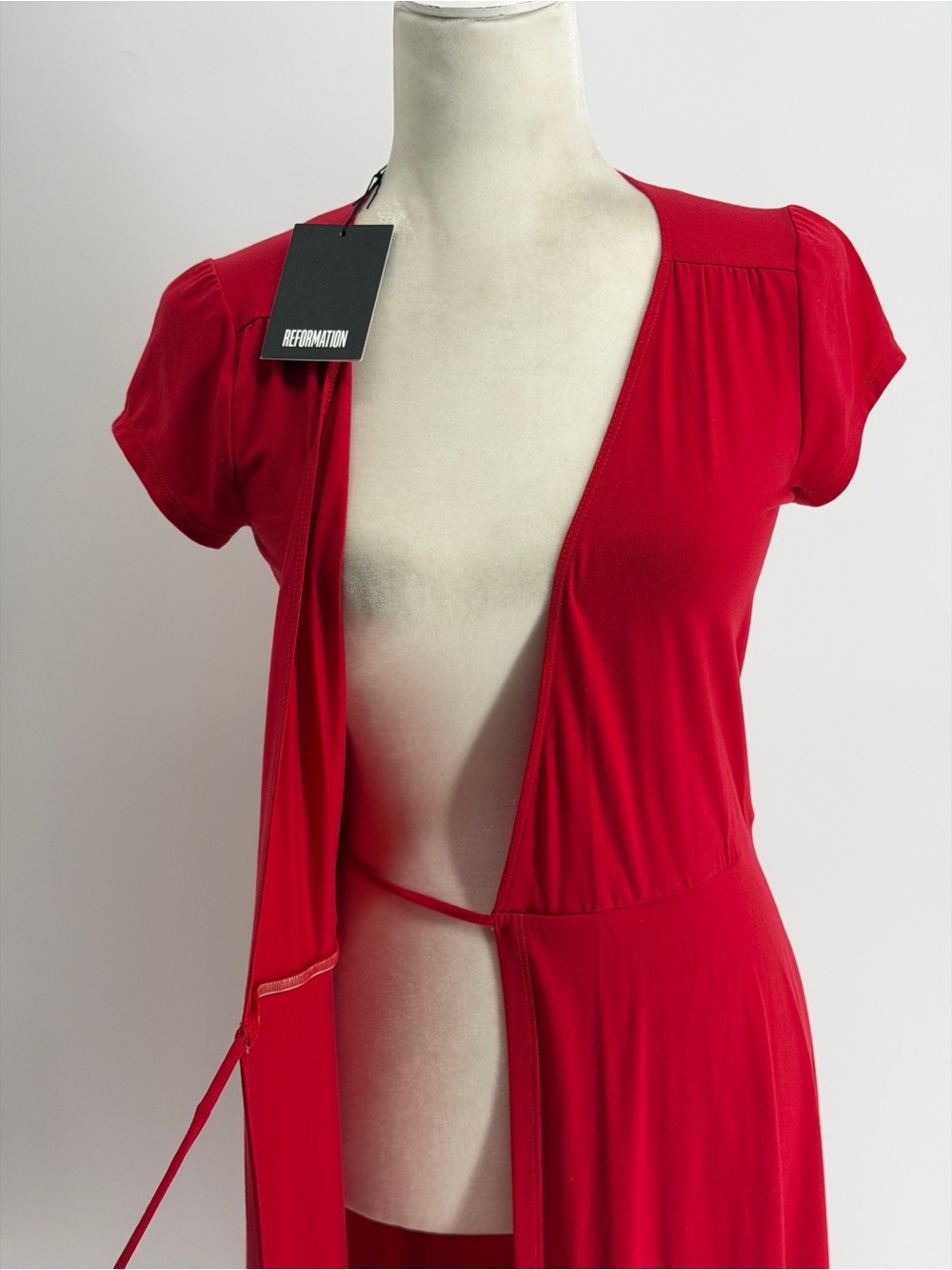 Reformation Becca Midi Dress Red Wrap Dress Size S NWT - Picture 4 of 7